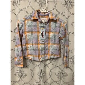Girls Oversized‎ Purple/green/orange Pastel Plaid-cat & Jack Size XS (4/5)